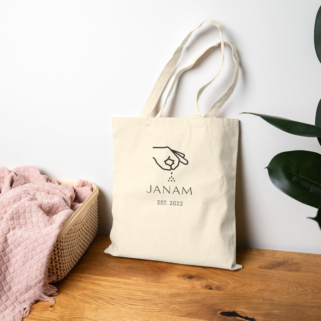 Janam Canvas Tote Bag – Personalized ‘JANAM Est. 2022’ Eco-Friendly Cotton Shopper