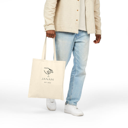 Janam Canvas Tote Bag – Personalized ‘JANAM Est. 2022’ Eco-Friendly Cotton Shopper